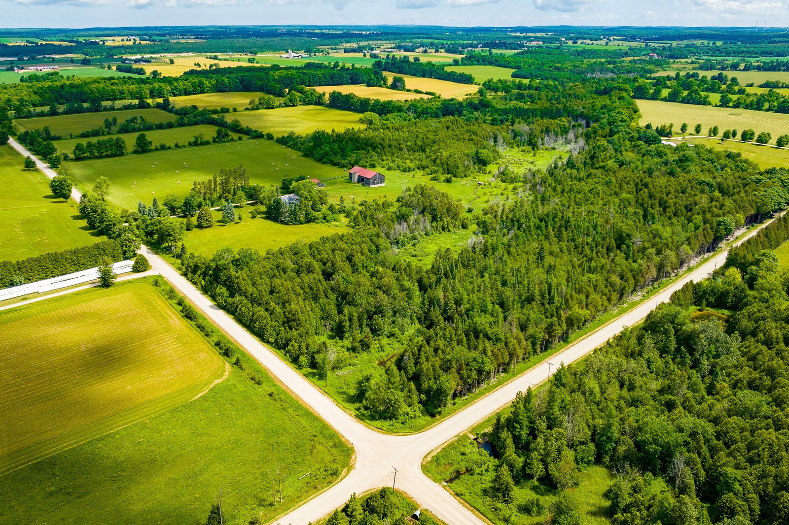 Aerial view of Brookdale Farm's 100 acres
